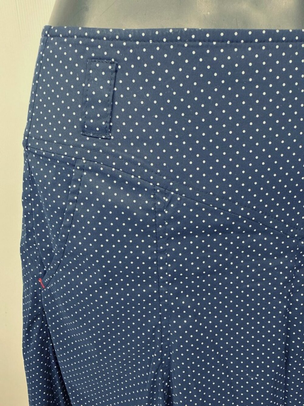 RIANI Polka Dot Preppy Classic A-Line Pleated Stretch Navy White Skirt Size 8 - Picture 5 of 8